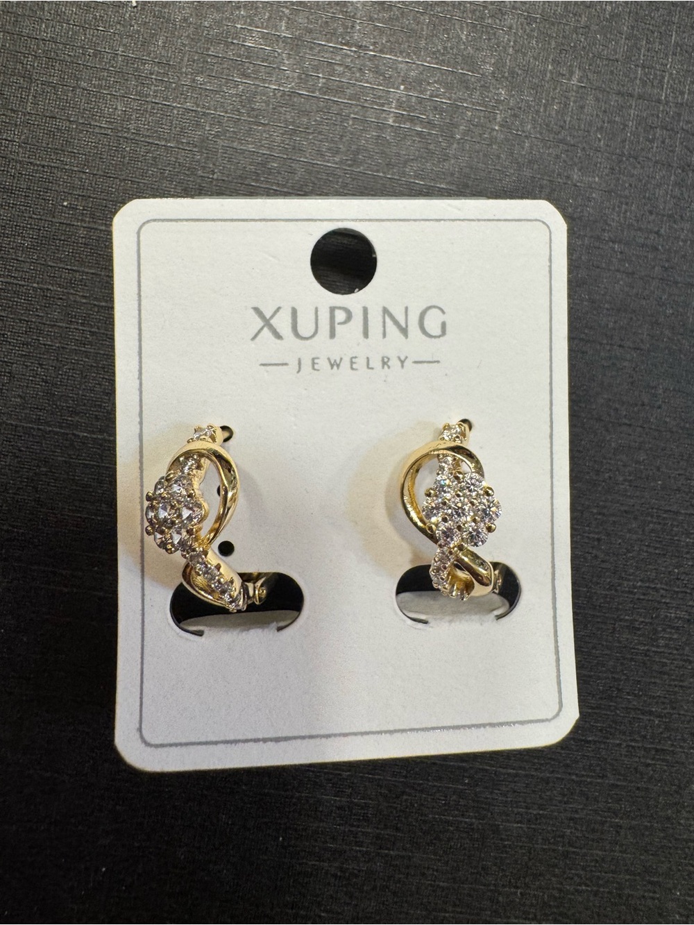 Gold & Clear Crystal Twist Stud Earrings